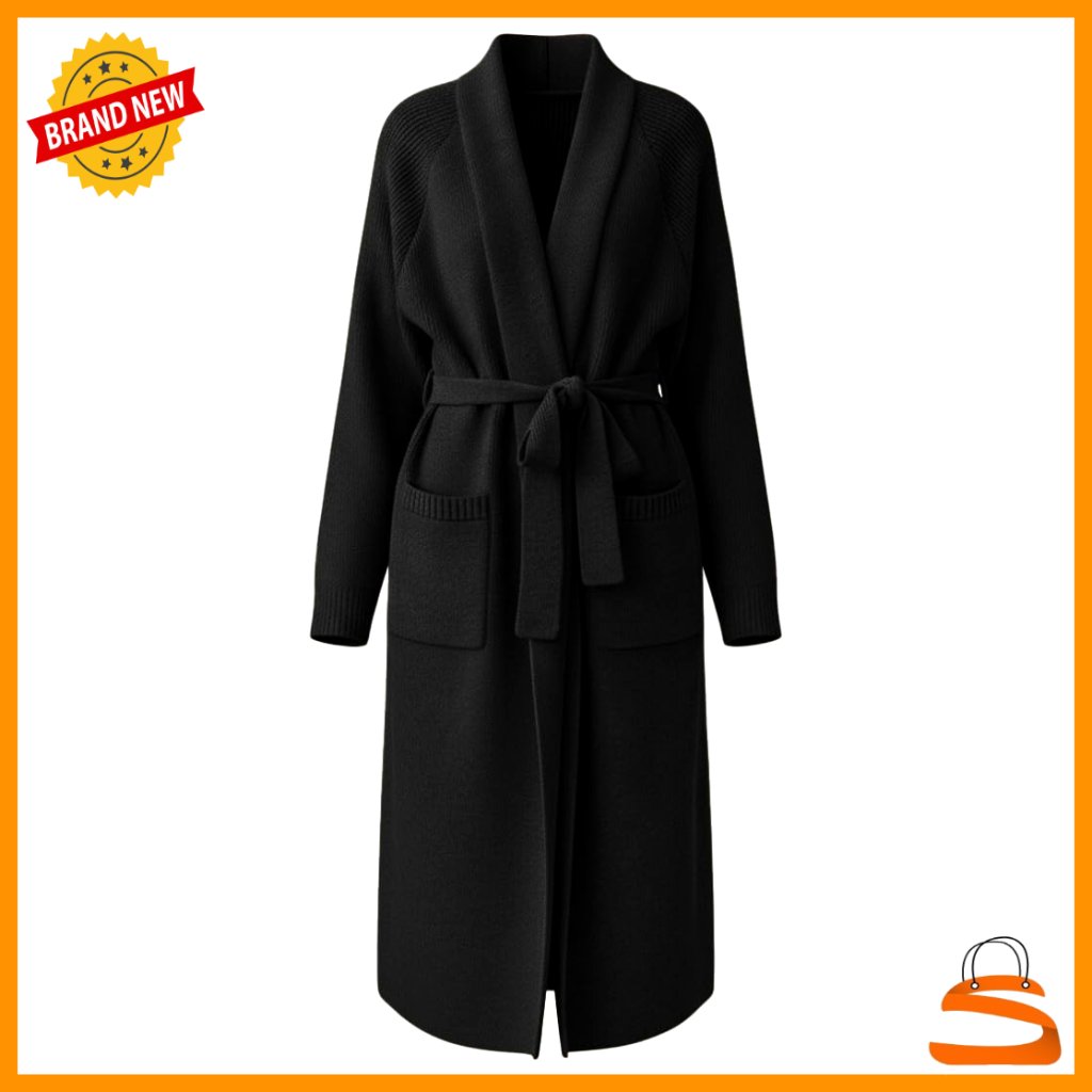 Oversized Chunky Knit Cardigan Open Front Duster Length Cozy Winter Sweater